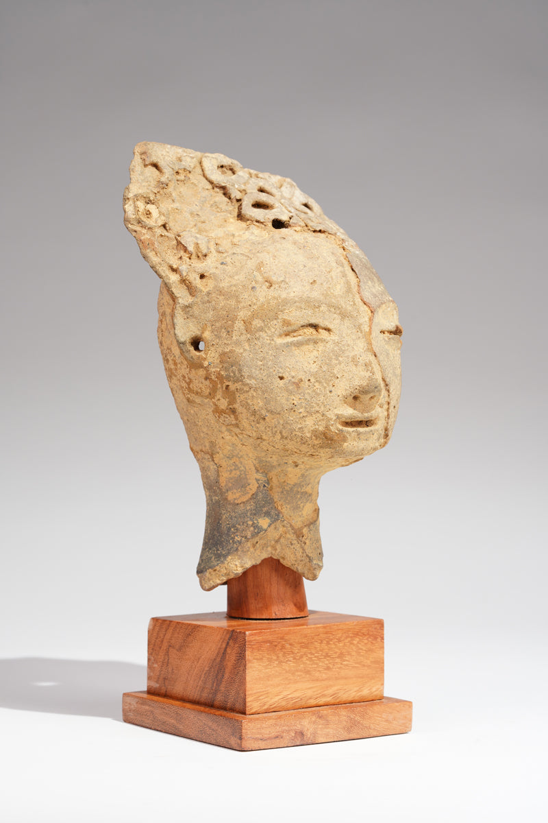 A fragmentary Akan Memorial terracotta head