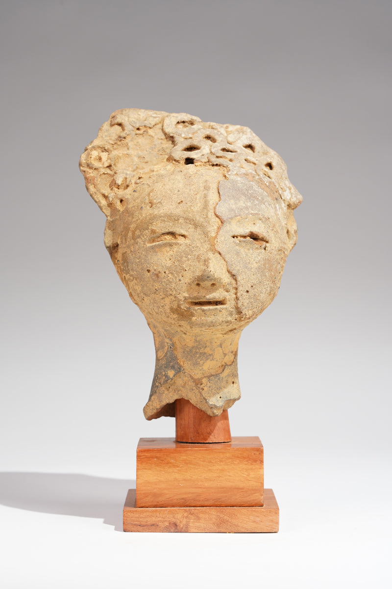 A fragmentary Akan Memorial terracotta head