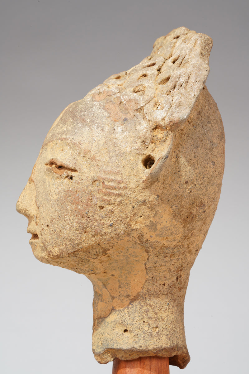 A fragmentary Akan Memorial terracotta head
