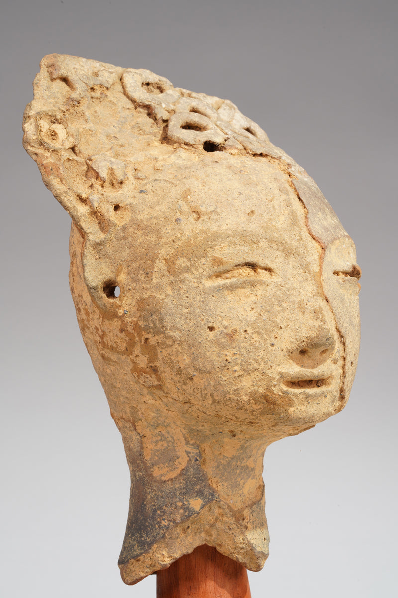 A fragmentary Akan Memorial terracotta head