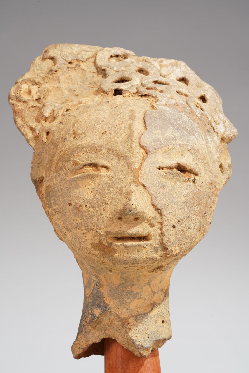 A fragmentary Akan Memorial terracotta head