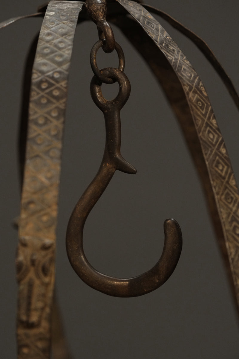 A Benin bronze oil lamp