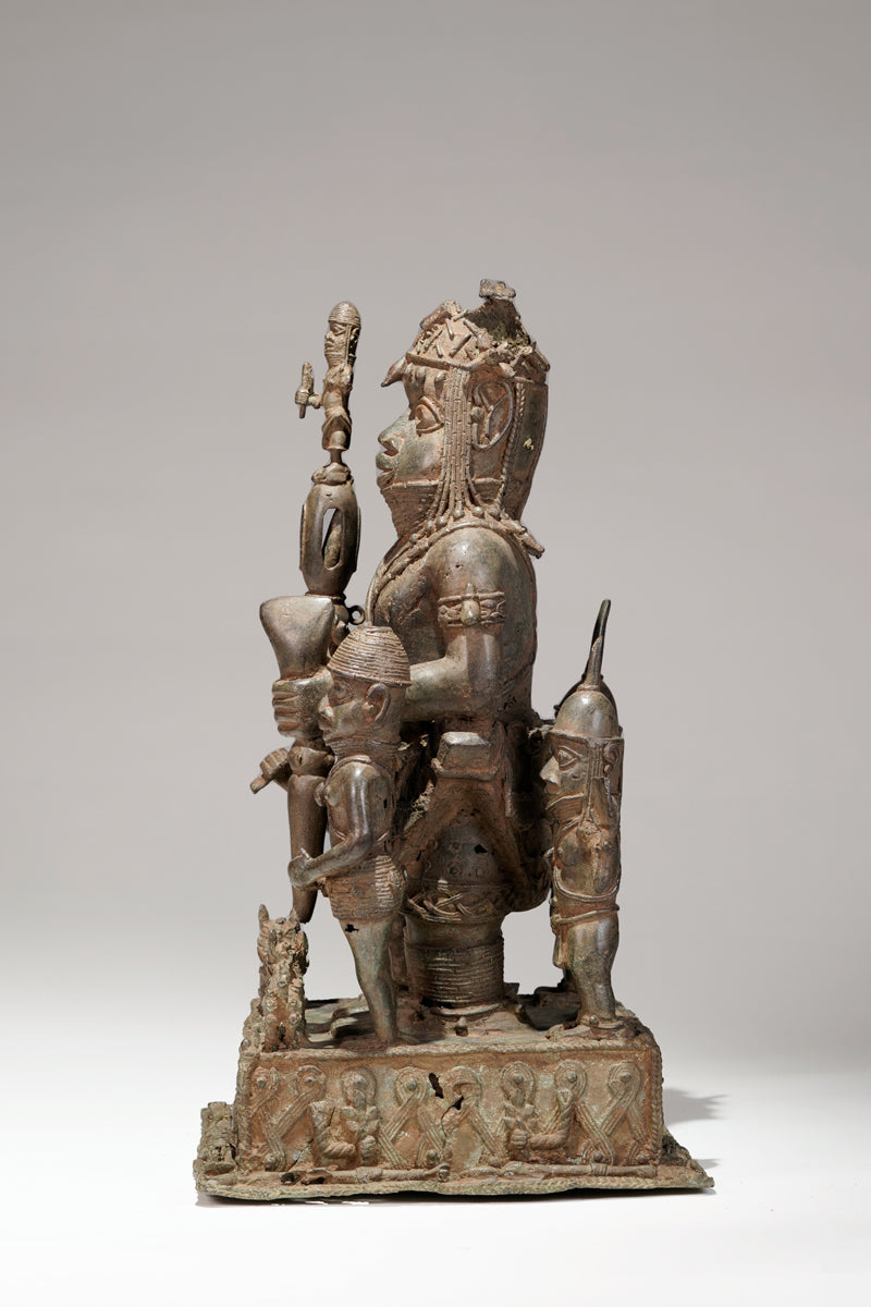 A bronze statue of an Oba in the Benin style