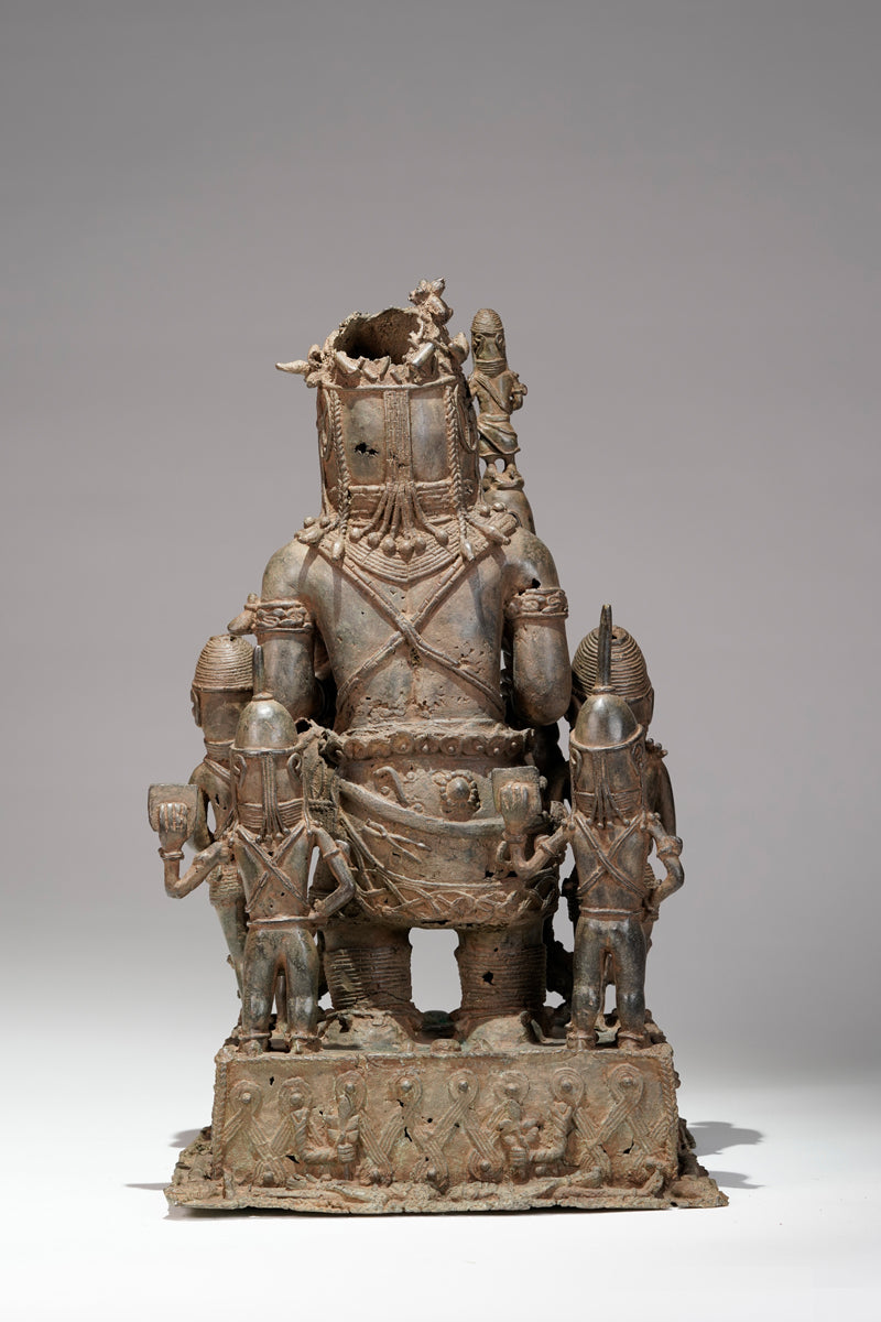 A bronze statue of an Oba in the Benin style