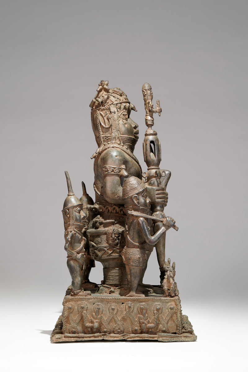 A bronze statue of an Oba in the Benin style