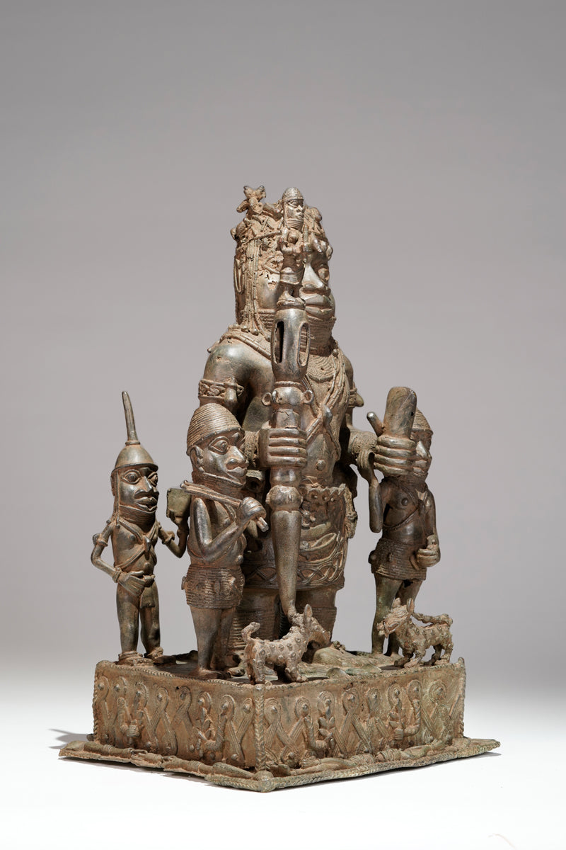 A bronze statue of an Oba in the Benin style