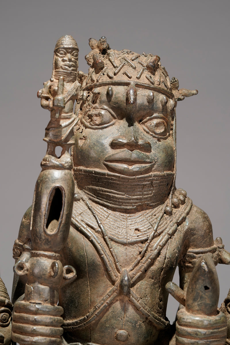 A bronze statue of an Oba in the Benin style