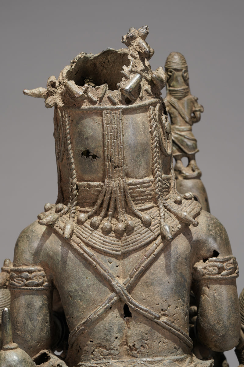 A bronze statue of an Oba in the Benin style