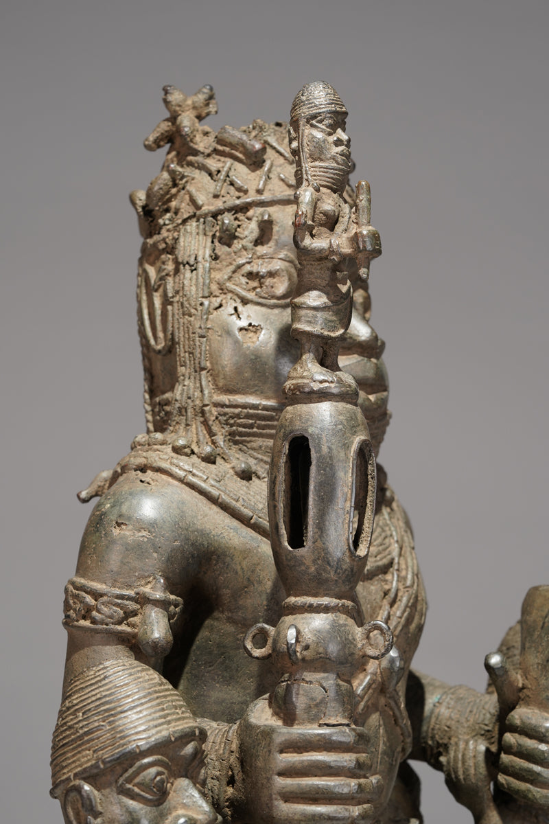 A bronze statue of an Oba in the Benin style