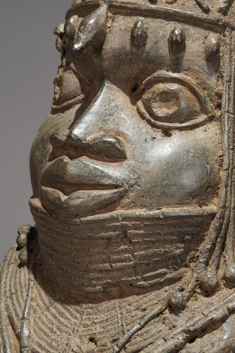 A bronze statue of an Oba in the Benin style