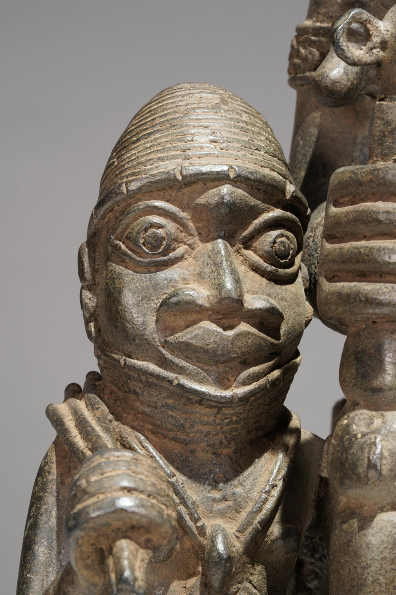 A bronze statue of an Oba in the Benin style
