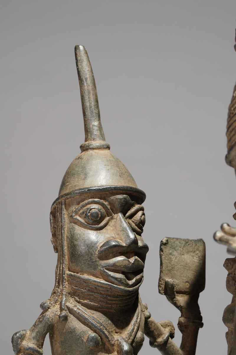 A bronze statue of an Oba in the Benin style
