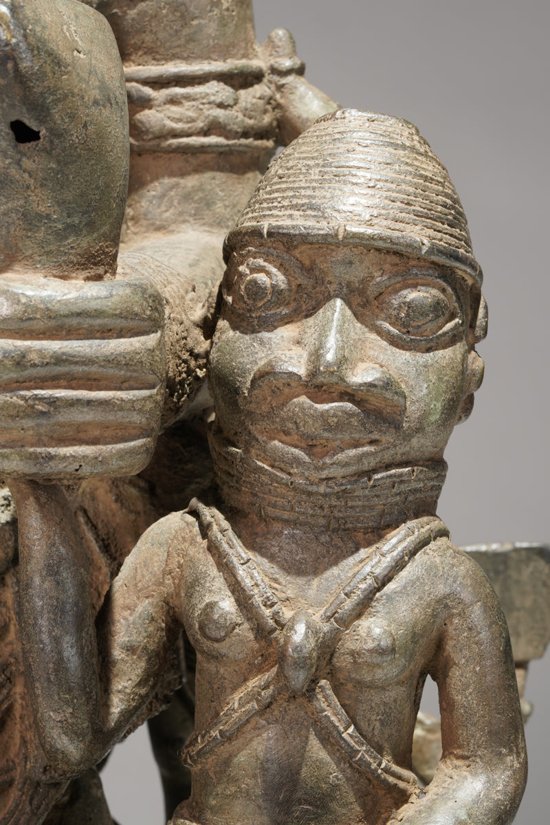 A bronze statue of an Oba in the Benin style