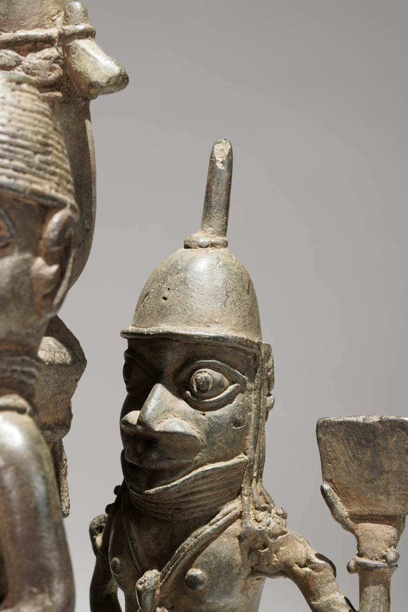 A bronze statue of an Oba in the Benin style