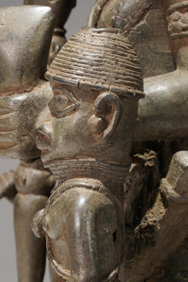 A bronze statue of an Oba in the Benin style