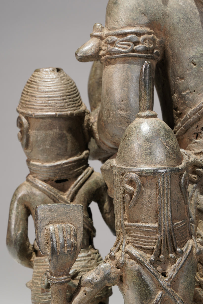 A bronze statue of an Oba in the Benin style
