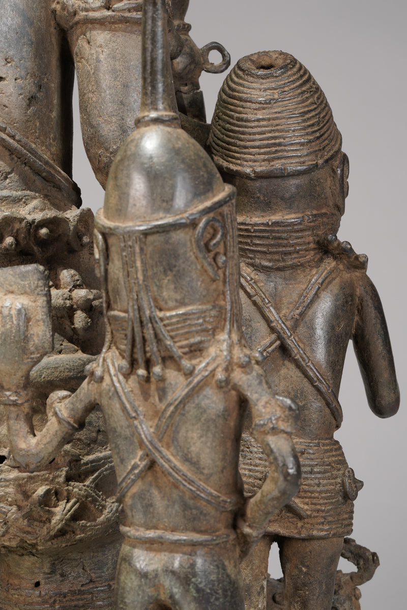 A bronze statue of an Oba in the Benin style