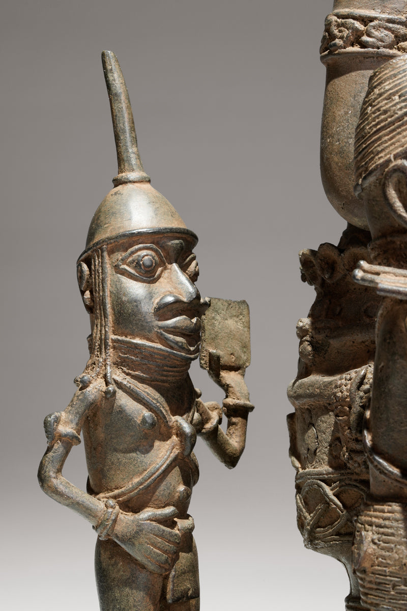 A bronze statue of an Oba in the Benin style