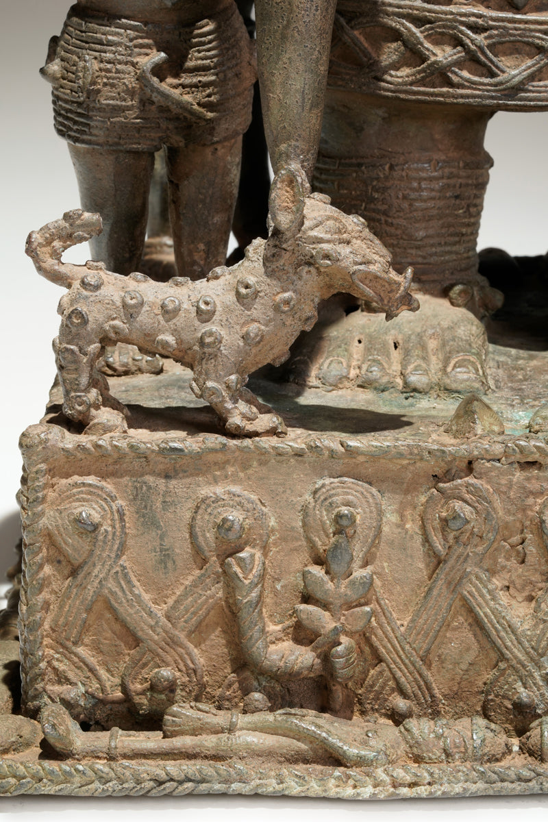 A bronze statue of an Oba in the Benin style