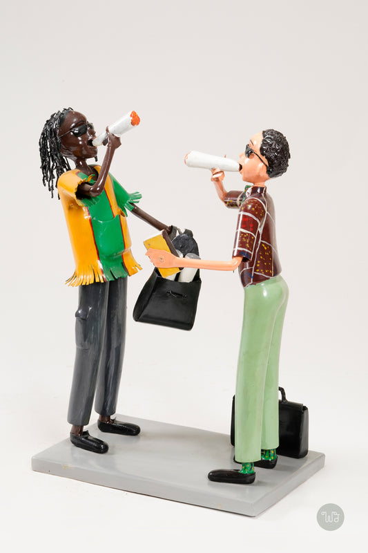 A scene with a pair of smoking young people