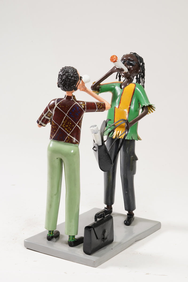 A scene with a pair of smoking young people