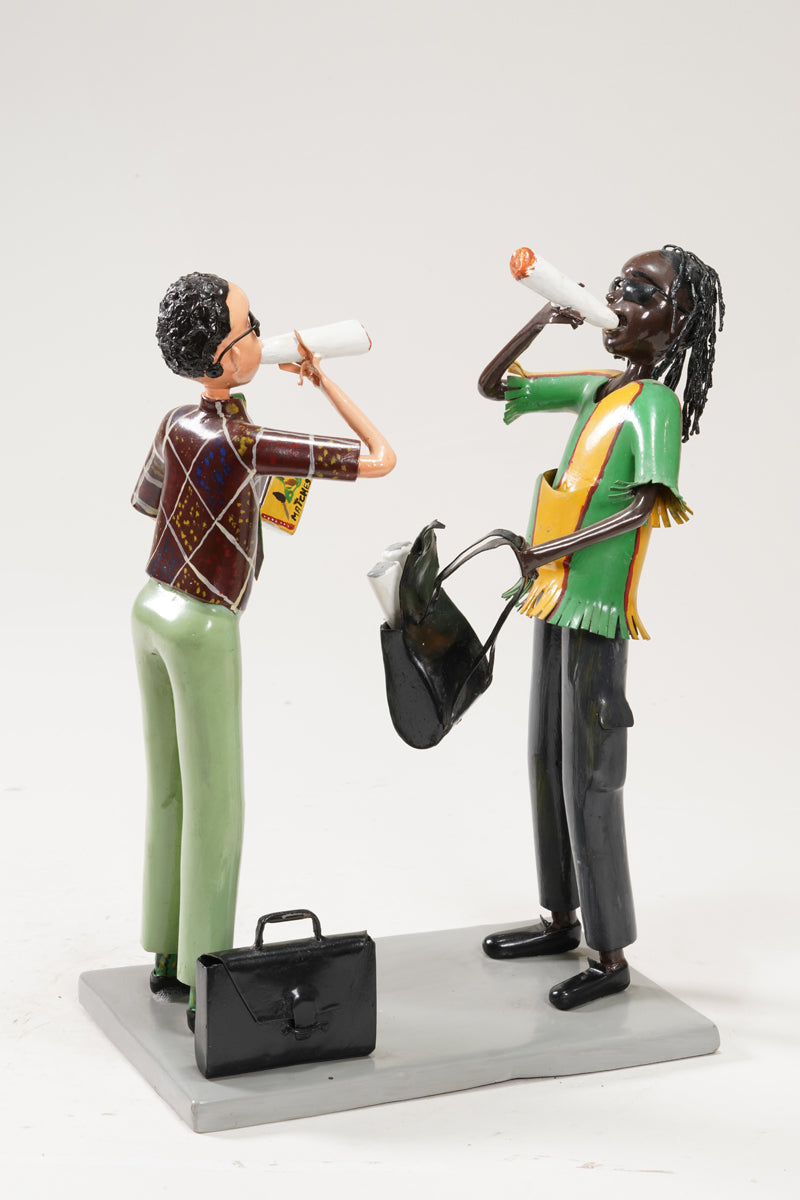 A scene with a pair of smoking young people