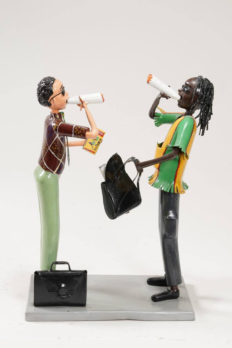 A scene with a pair of smoking young people