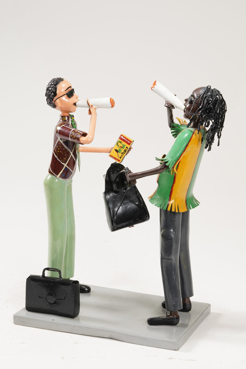 A scene with a pair of smoking young people