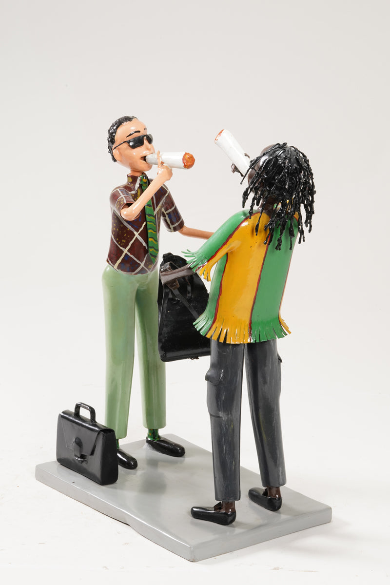 A scene with a pair of smoking young people