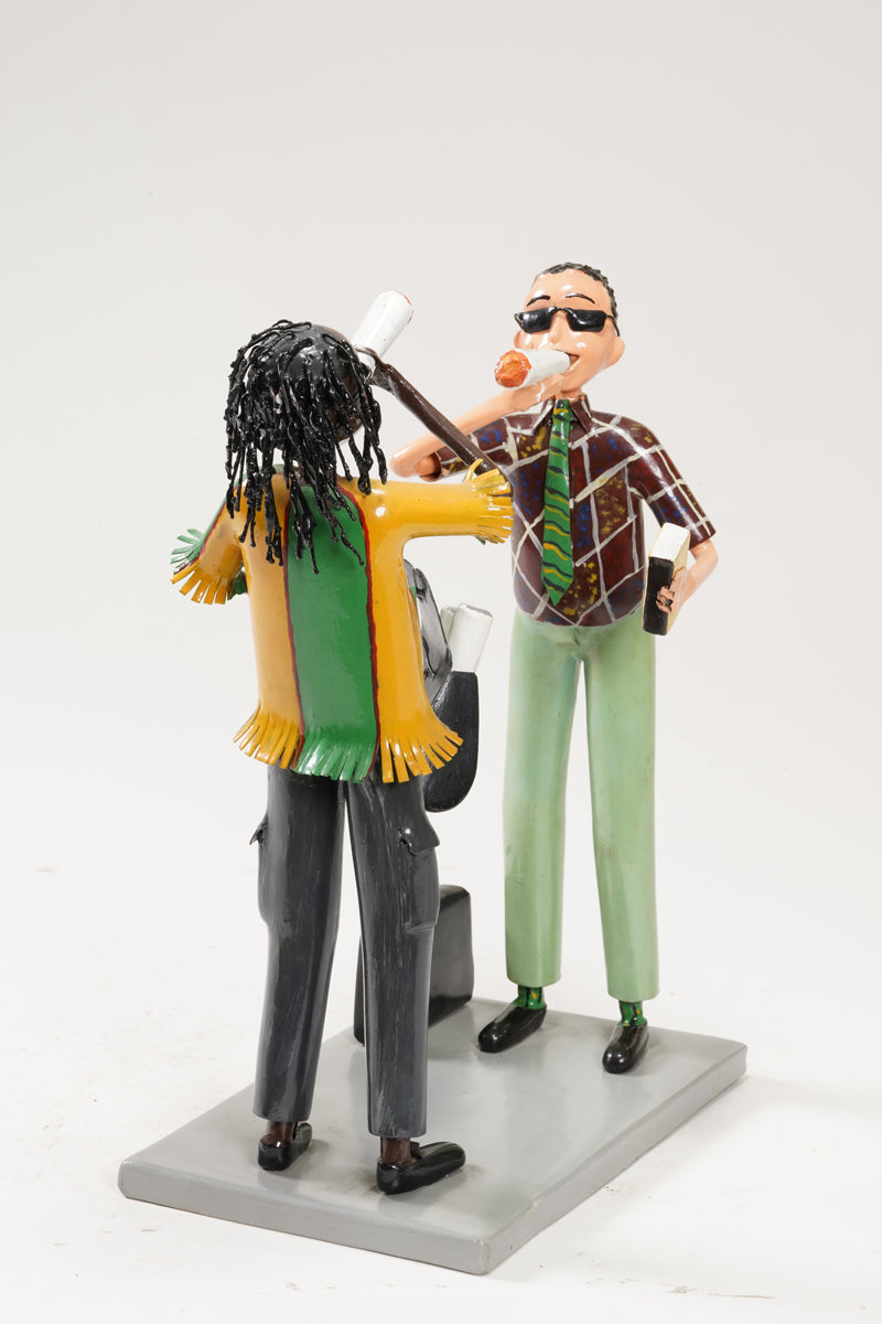 A scene with a pair of smoking young people