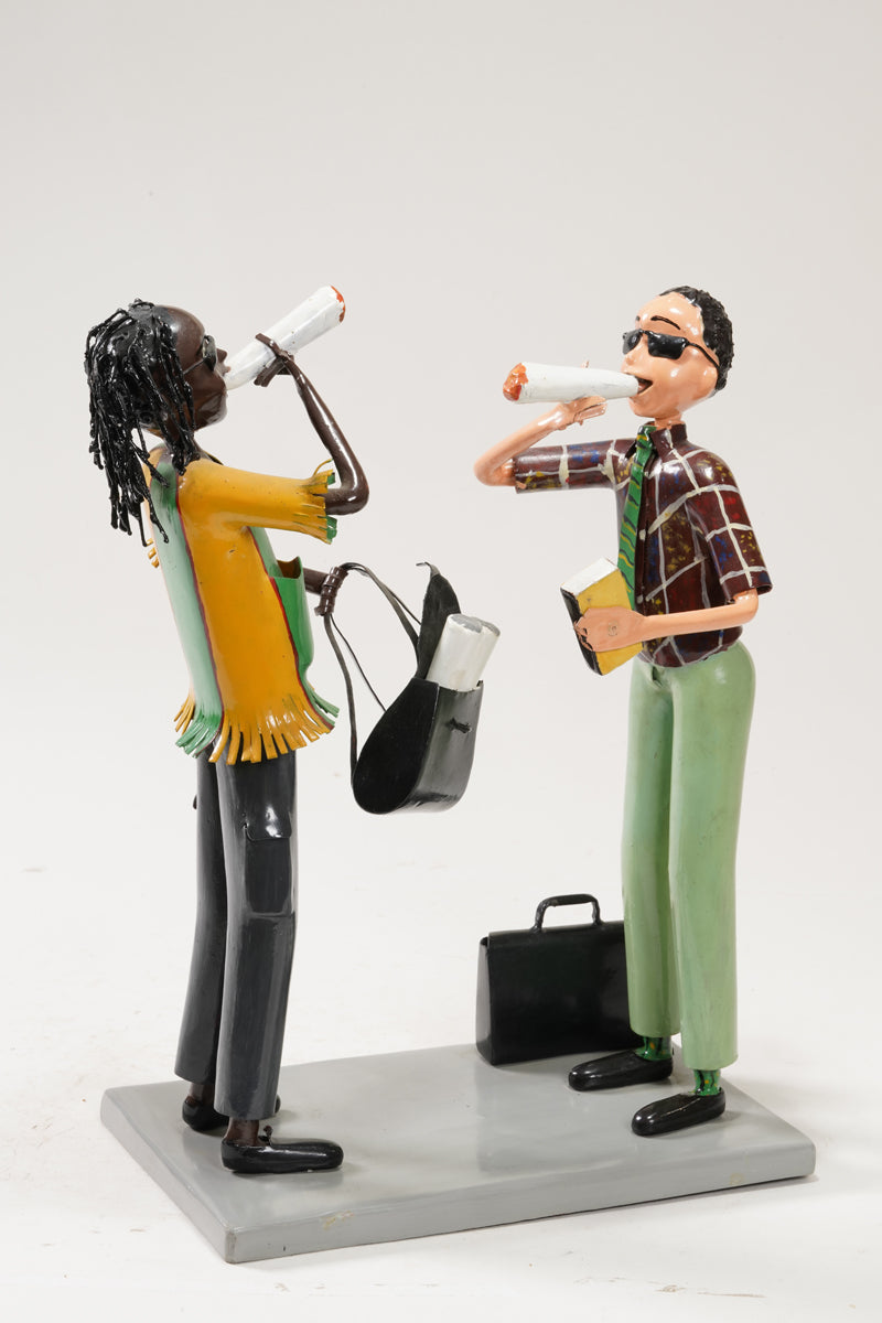 A scene with a pair of smoking young people