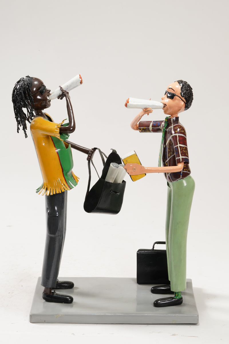 A scene with a pair of smoking young people