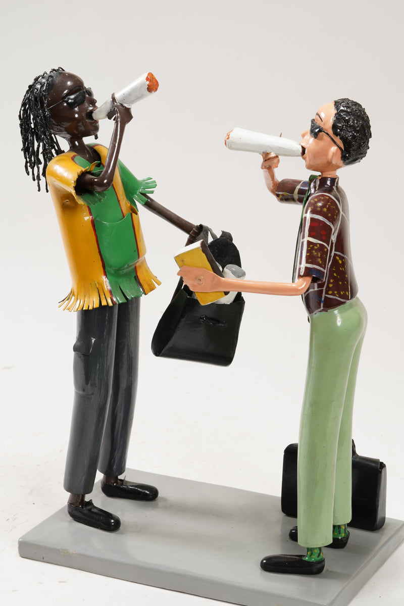 A scene with a pair of smoking young people