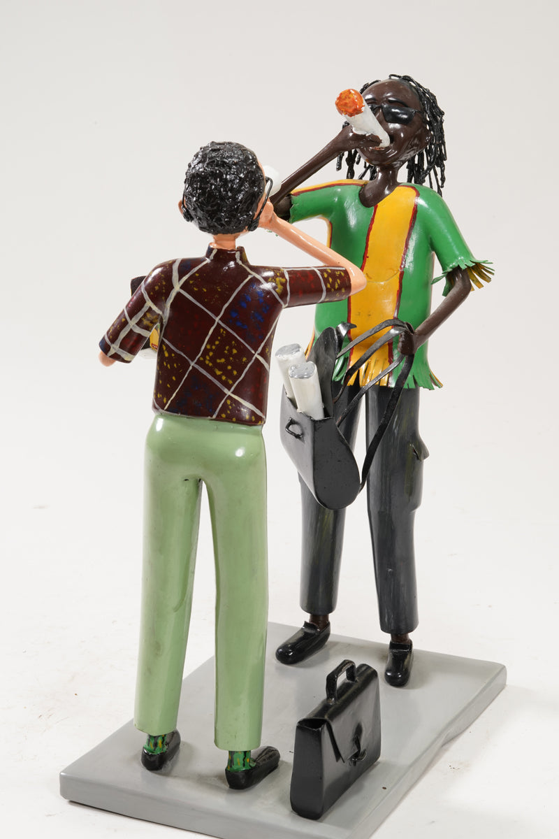 A scene with a pair of smoking young people