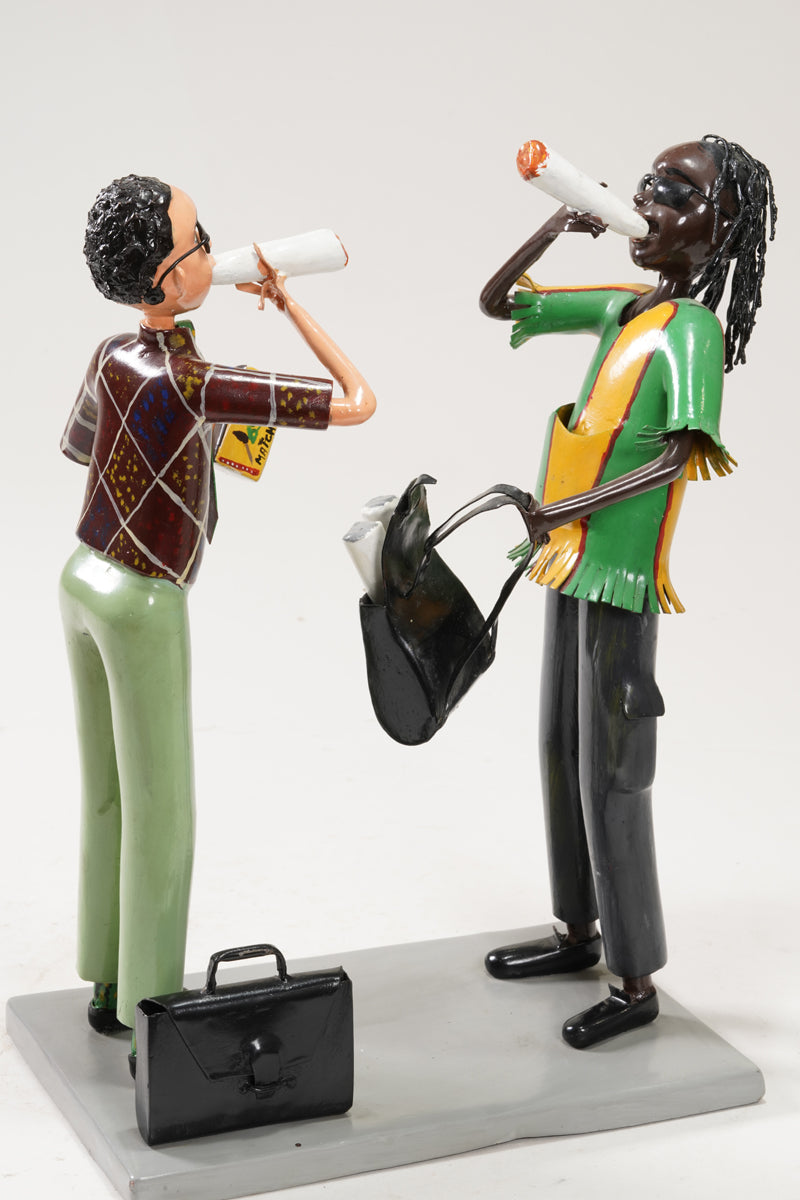 A scene with a pair of smoking young people