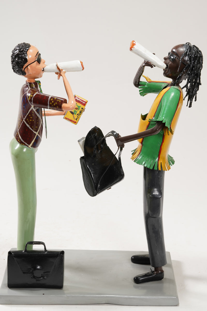 A scene with a pair of smoking young people