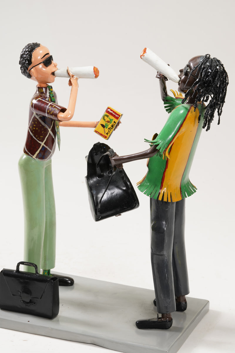 A scene with a pair of smoking young people