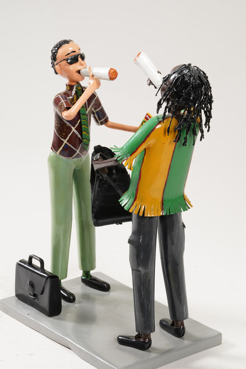 A scene with a pair of smoking young people