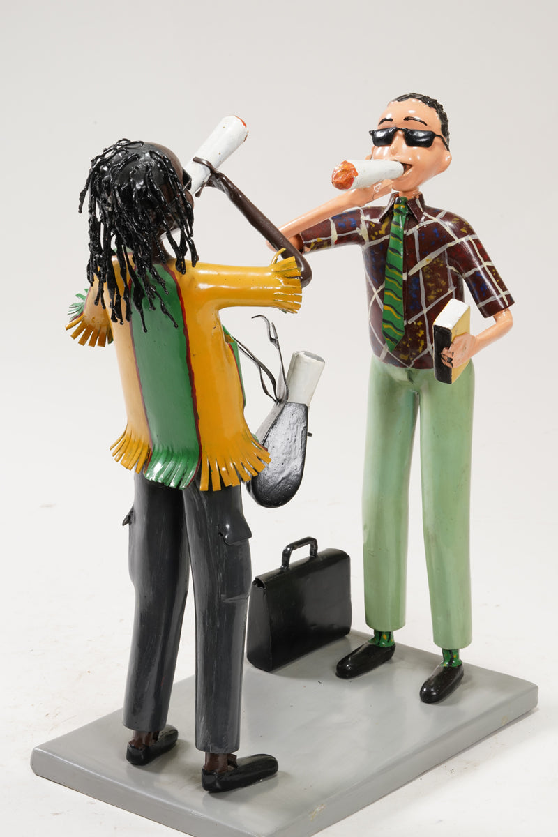 A scene with a pair of smoking young people