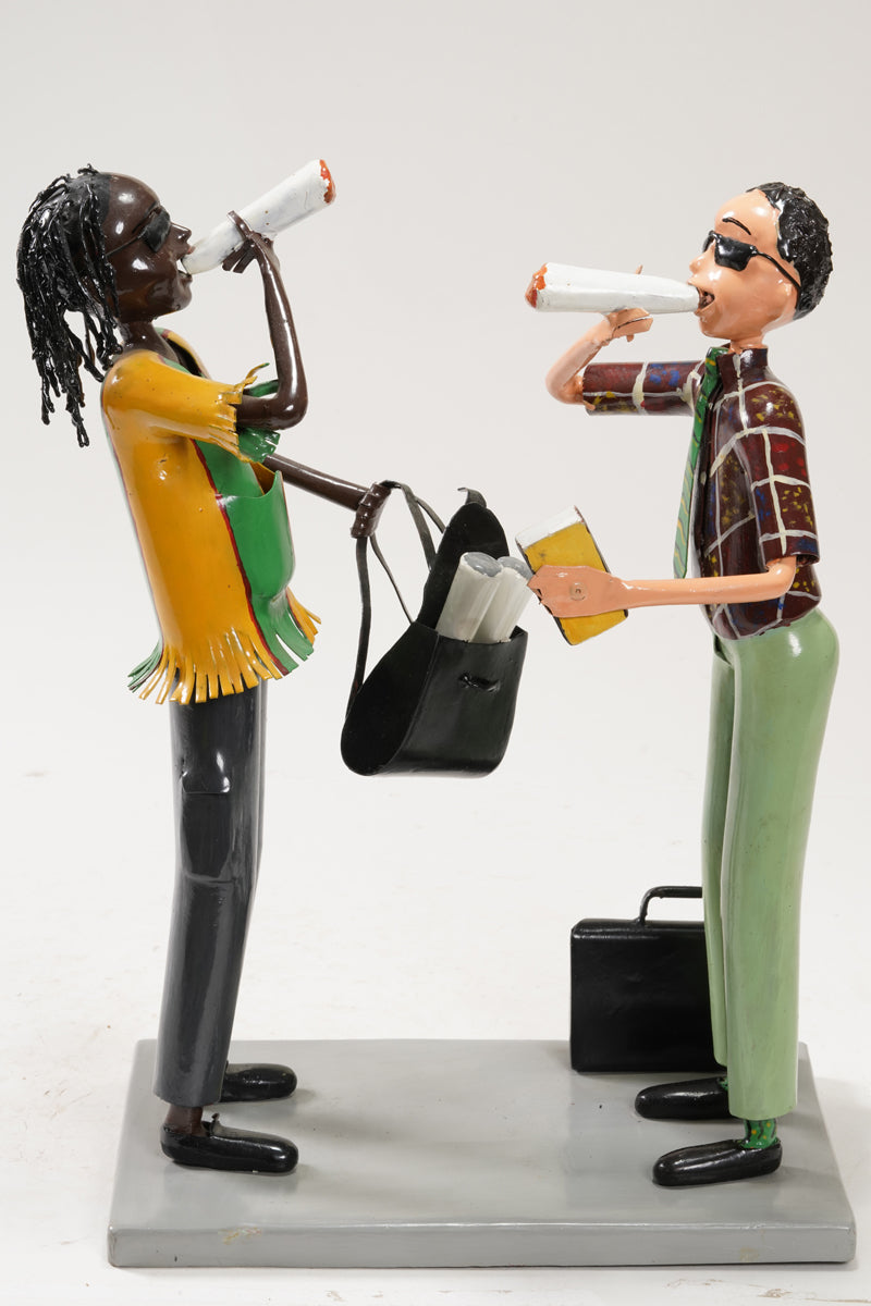 A scene with a pair of smoking young people