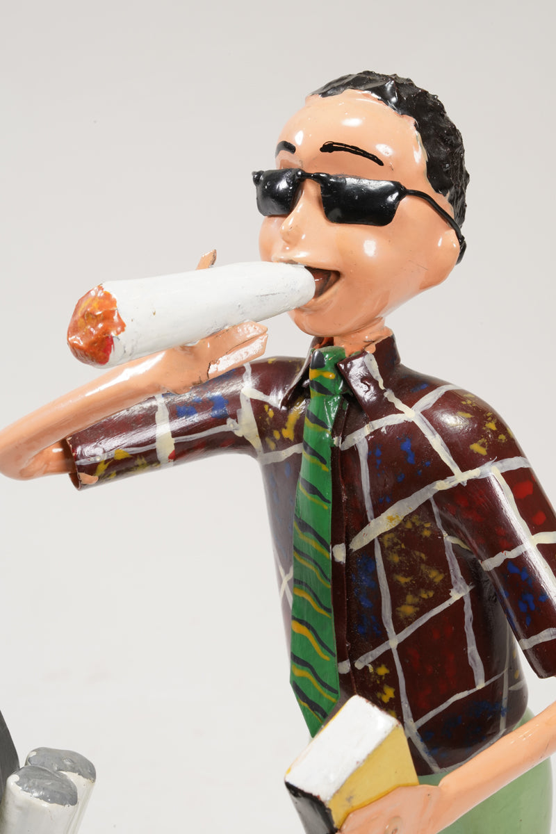 A scene with a pair of smoking young people