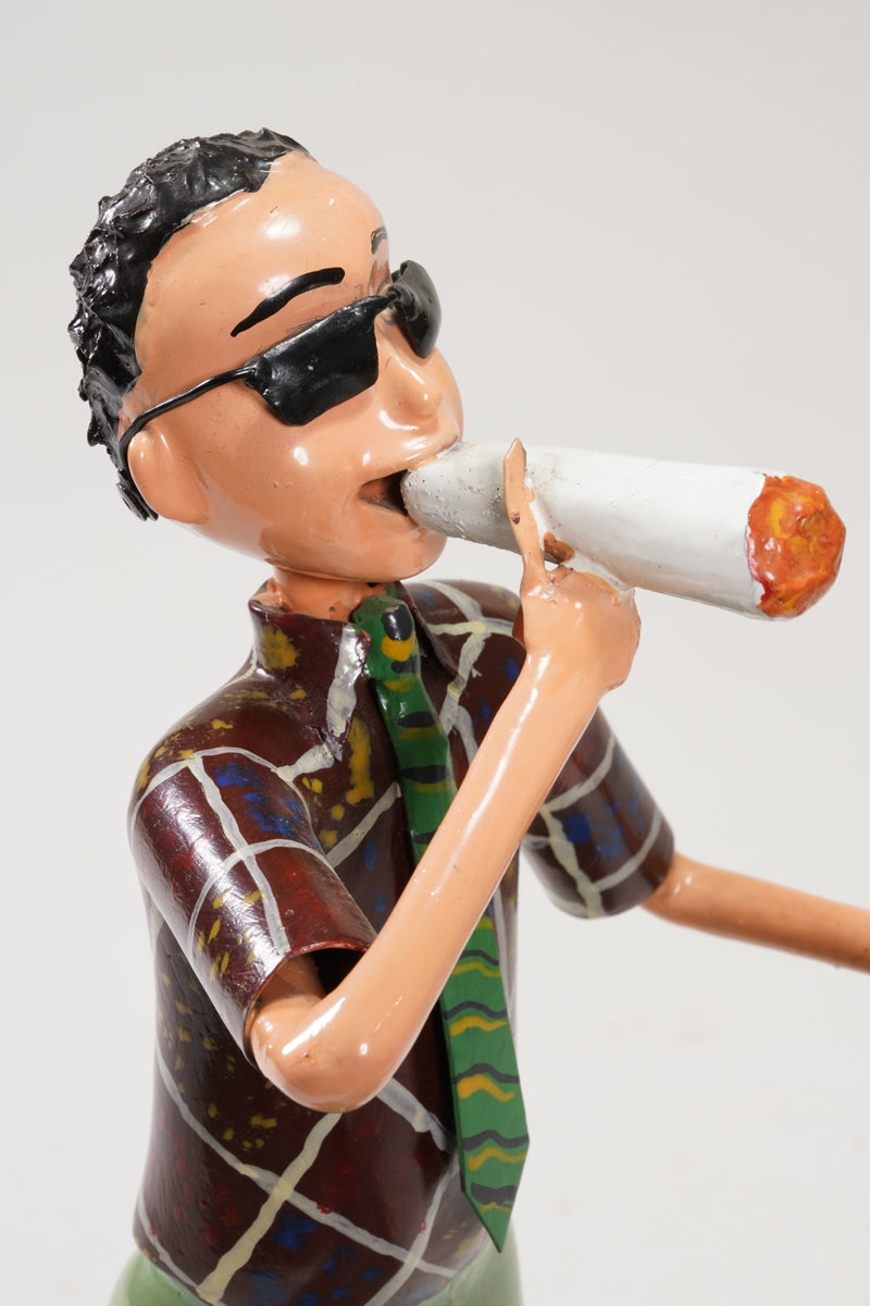 A scene with a pair of smoking young people