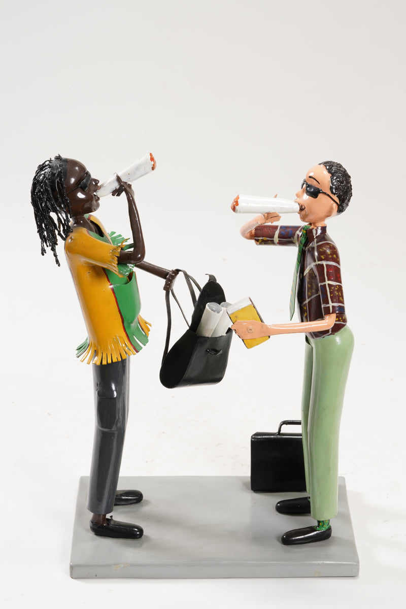 A scene with a pair of smoking young people