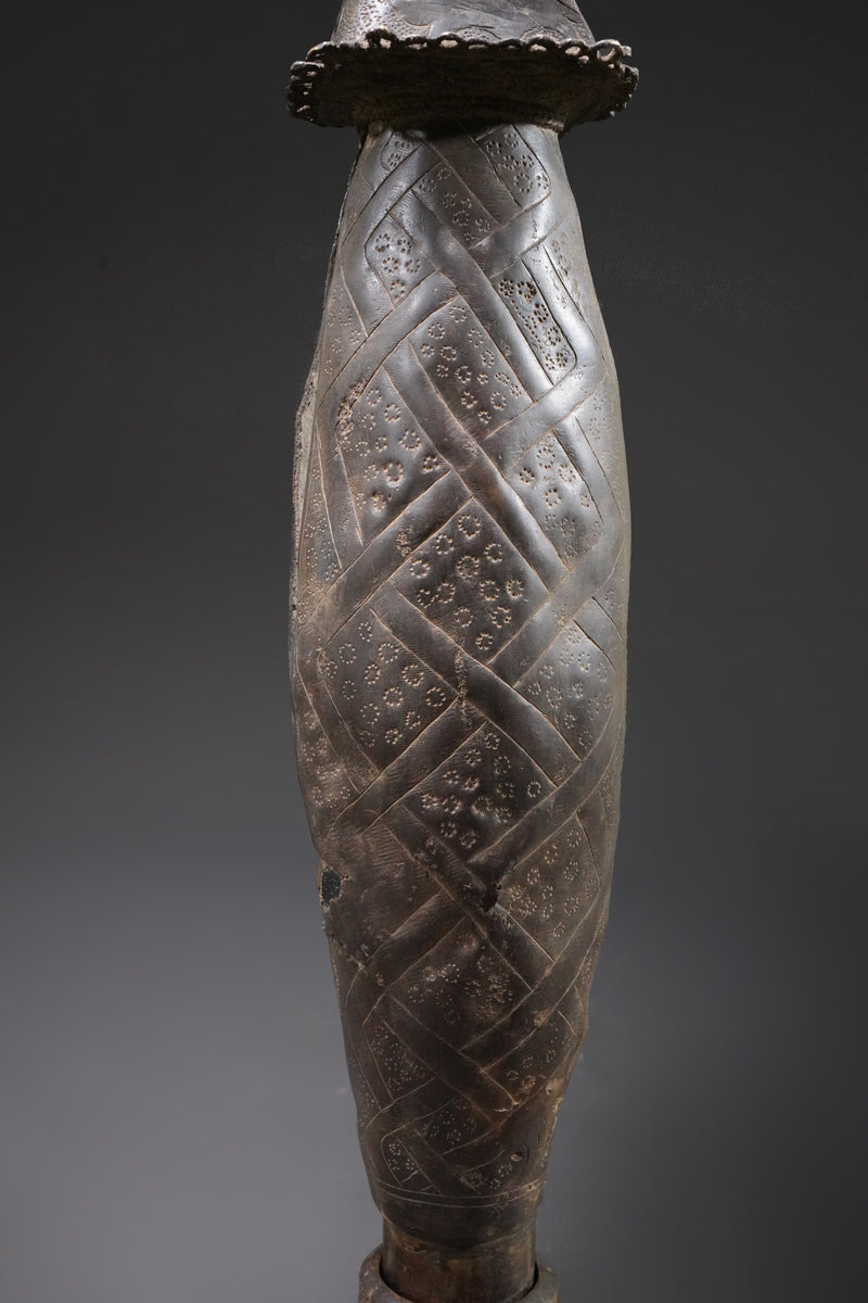 A Benin bronze rattle-staff