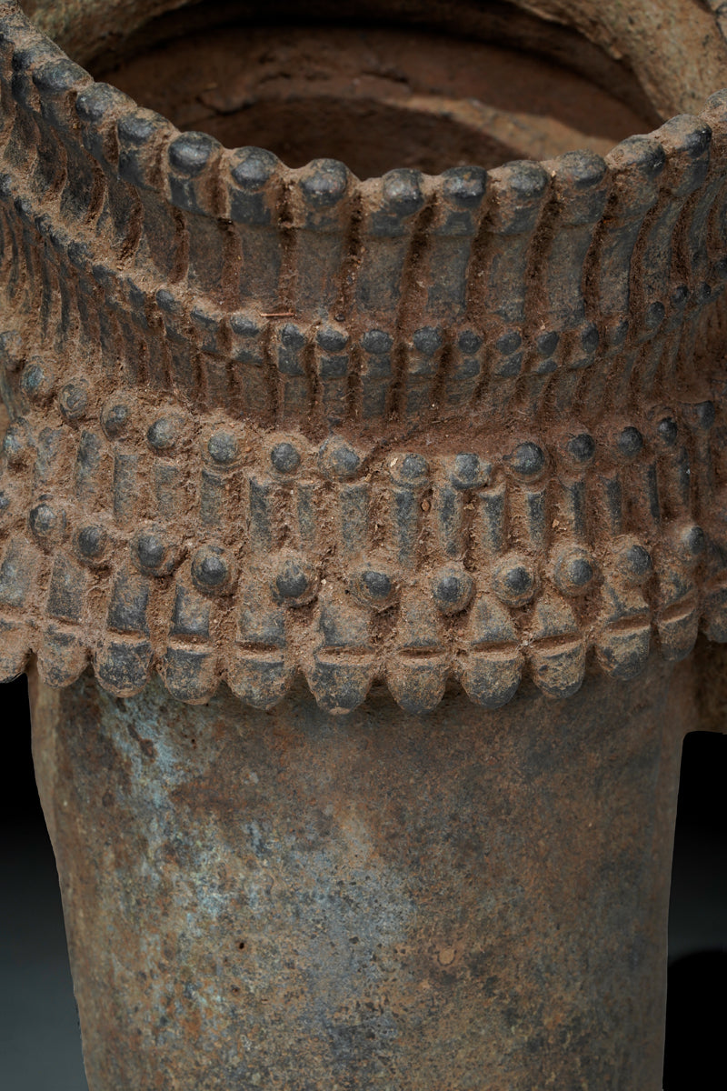 A crowned head Benin bronze