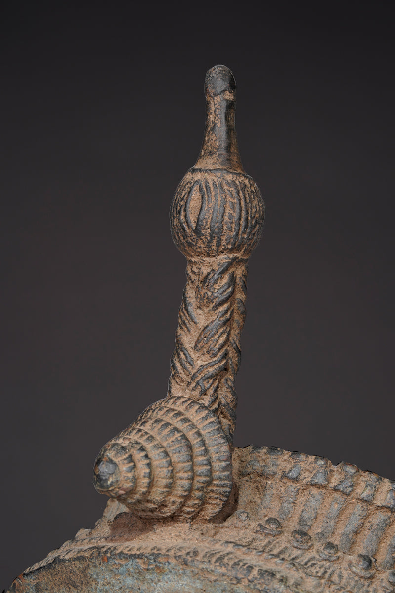 A crowned head Benin bronze