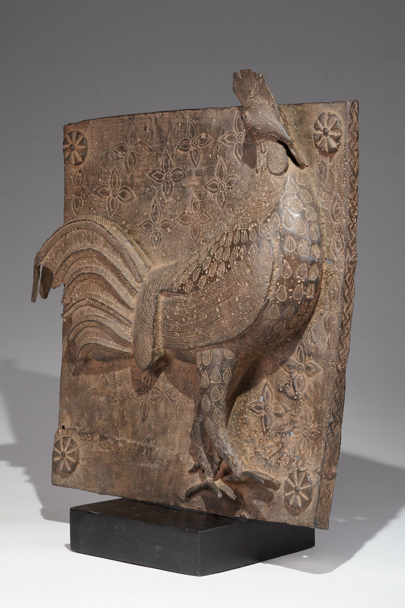 An extremly rare rooster Brass plate