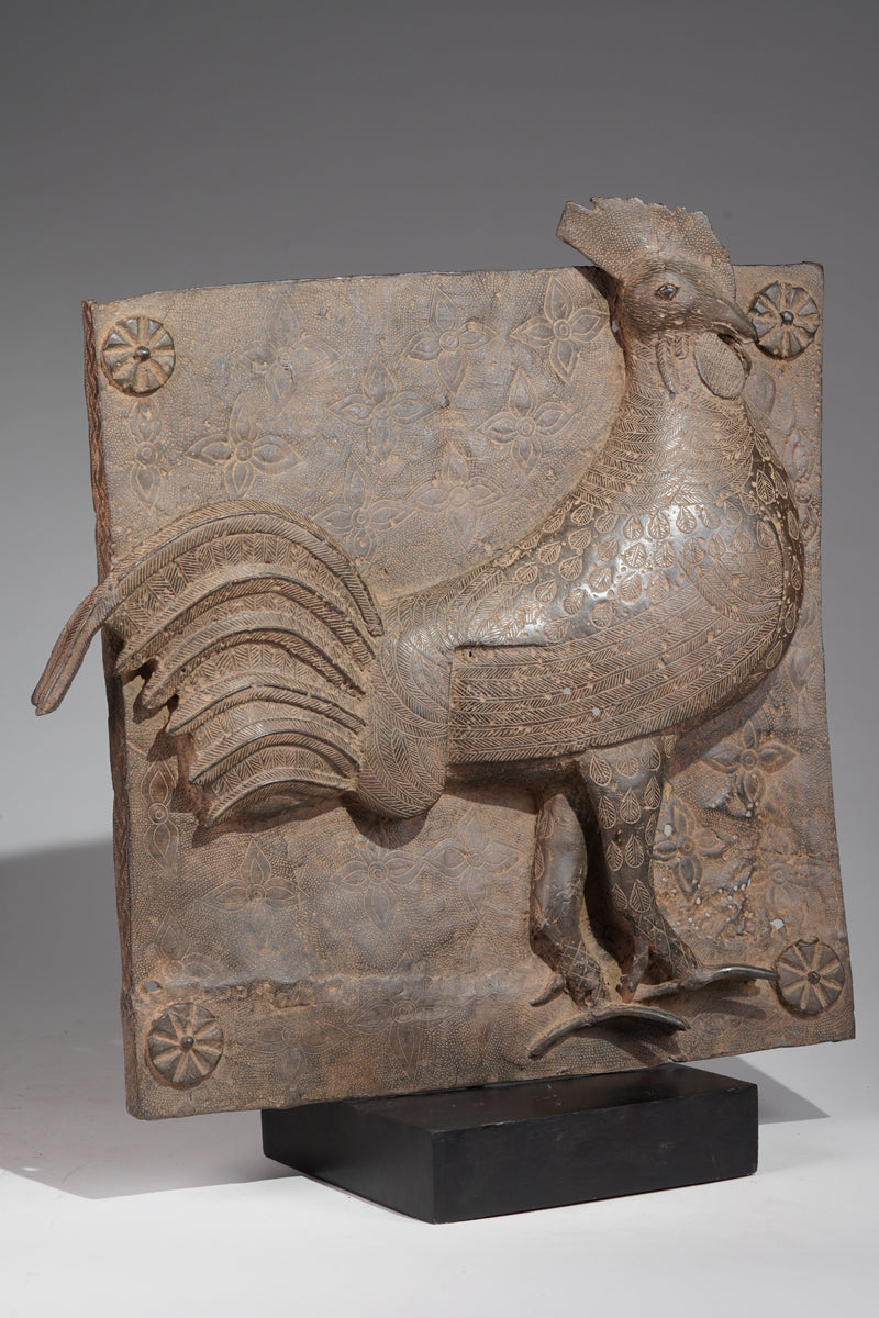 An extremly rare rooster Brass plate