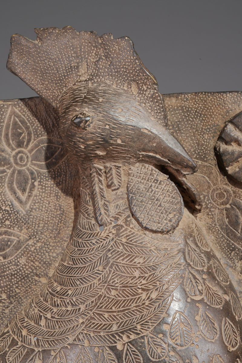 An extremly rare rooster Brass plate