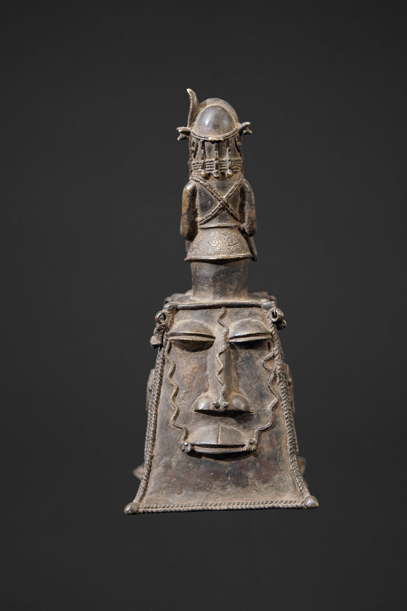 A bronze bell in the style of Benin